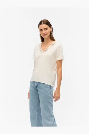 VERO MODA Shirt met korte mouwen VMSAVANNAH LACE 2-WAY SS TOP JRS