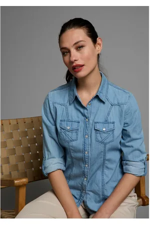 ARIZONA Jeans blouse Met drukknopen in parelmoer-look