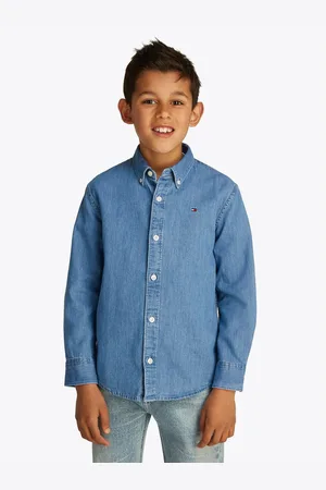 Tommy Hilfiger Overhemd met lange mouwen DENIM CHAMBRAY SHIRT LS in blauwe wassing, met logoborduring