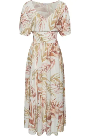 Lascana Maxi-jurk met alloverprint en gerimpelde taille, luchtige zomerjurk