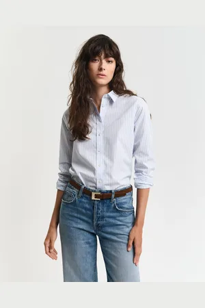 GANT Overhemdblouse REG POPLIN STRIPED SHIRT met een klein geborduurd logo op de borst