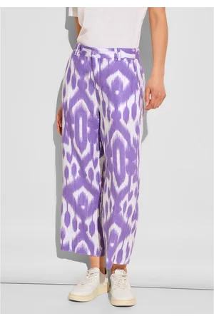 Street one Linnen broek met ikat-patroon