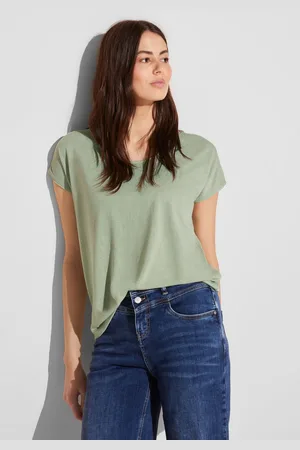 Street one Shirttop met linnen melange-look