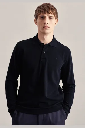 Seidensticker Poloshirt Regular Lange mouwen kraag uni