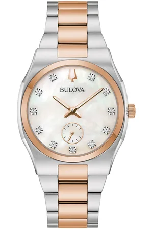 BULOVA Kwartshorloge Horloge, dameshorloge, parelmoer wijzerplaat, diamant, stalen armband