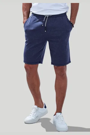 john devin Sweatshort Wijd model in melange-look van katoenmix
