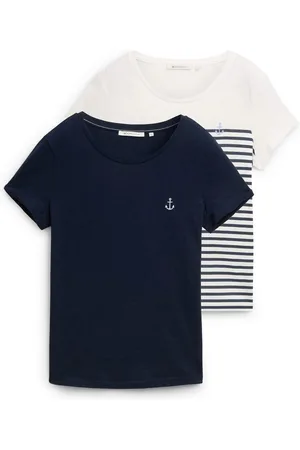TOM TAILOR Shirt met print in duo-pack met anker-motief (set, 2-delig)