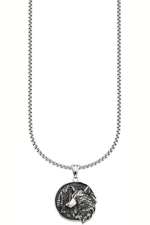 Bruno Banani Ketting met hanger Sieraad cadeau halsketting met ronde hanger in wolfskop-look
