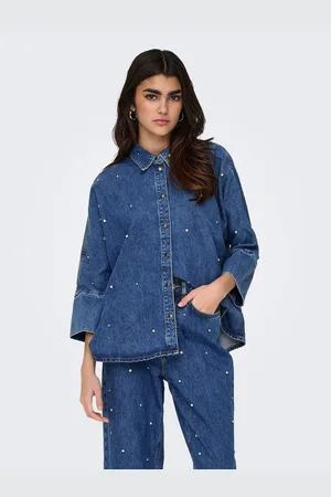 ONLY Jeans blouse ONLGRACE 3/4 RHINESTONE MB DNM SHIRTNOOS
