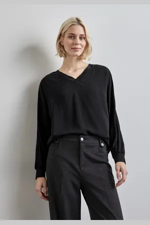 Street one Blouse met lange mouwen van 100% viscose - met glitterdetails