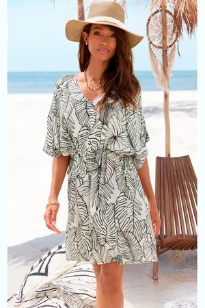 QS by s.Oliver Lange tuniek van gekreppte viscose, korte zomerjurk, blousejurk, taillierbaar
