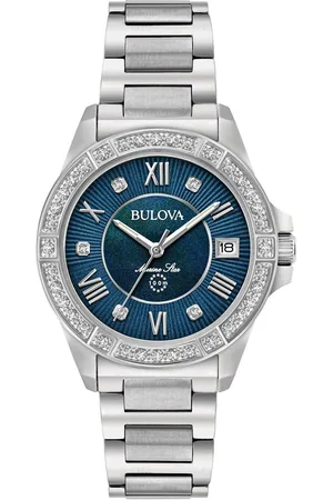 BULOVA Kwartshorloge Marine Star Horloge, dameshorloge, datum, diamanten, saffierglas, roestvrijstalen band