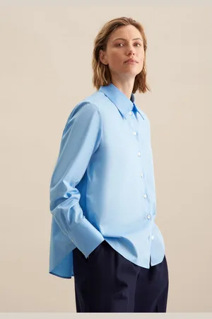 Seidensticker Overhemdblouse Zwarte roos Lange mouwen kraag uni