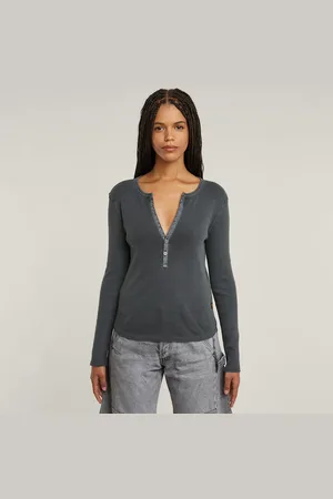 G-Star Shirt met lange mouwen Deep v slim met knoopsluiting