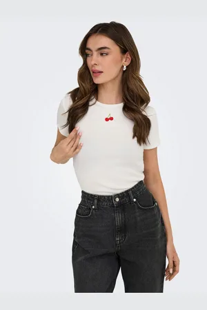 ONLY Shirt met korte mouwen ONLDANIELLA S/S RIB TOP CS JRS