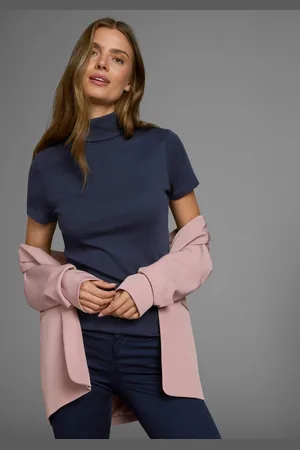 FLASHLIGHTS Colshirt figuurvolgend, basic stijl, rolkragen, van 100% katoen, elastisch