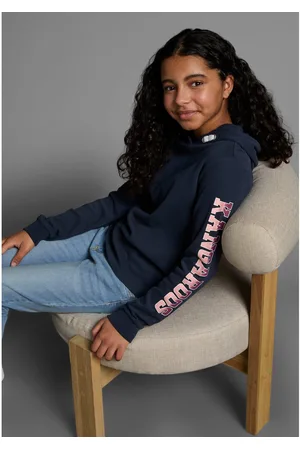 KangaROOS Shirt met lange mouwen Capuchonshirt met mouwprint rechte pasvorm, bedrukt ontwerp, met capuchon, van 100% katoen