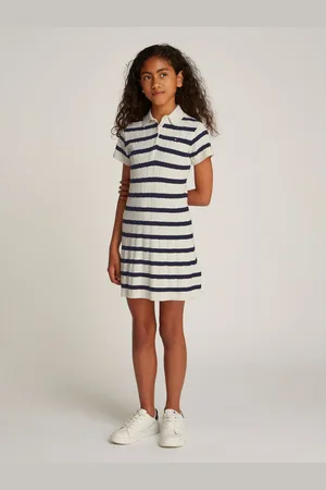 Tommy Hilfiger Gebreide jurk SWEATER DRESS SS met streeppatroon, met kabelpatroon