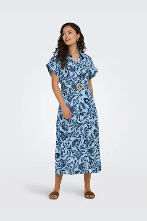 ONLY Jurk met overhemdkraag ONLJAKIRI LINEN SS MIDI SHIRT DRESS WVN