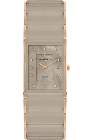 Jacques Lemans Keramisch horloge Dublin Quartz horloge, armbanduhr, dameshorloge, parelmoer wijzerplaat, keramische band