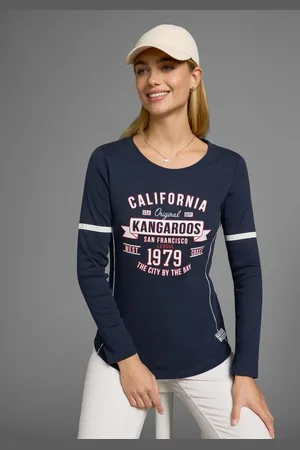 KangaROOS Shirt met lange mouwen Lange mouwen, zeer figuurvolgend, bedrukt en met borduring