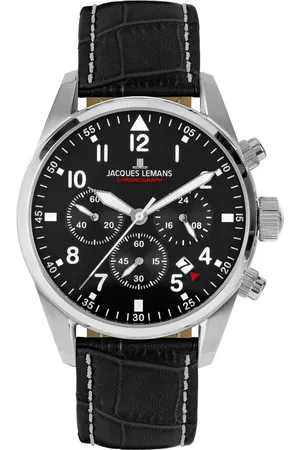 Jacques Lemans Chronograaf Barcelona, 42-2A Quartz horloge, armbanduhr, herenhorloge, datum, stopfunctie, leren band