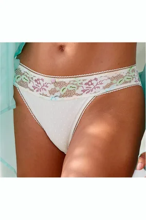 vivance collection Slip met pastelkleurige, florale jacquardkant en fancy mesh