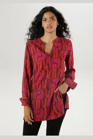 Aniston Lange blouse met asymmetrische zoom en extra lange manchetten