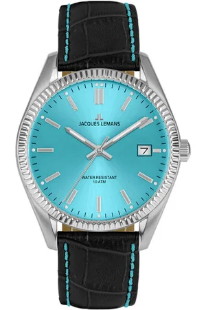 Jacques Lemans Kwartshorloge Polshorloge, dameshorloge, analoog, datum, leren armband