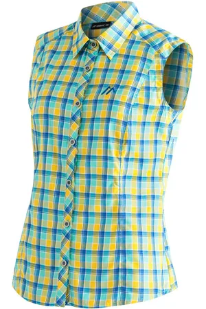 Maier Sports Functionele blouse Paloma Geruite, mouwloze blouse voor wandelen, reizen en vrije tijd
