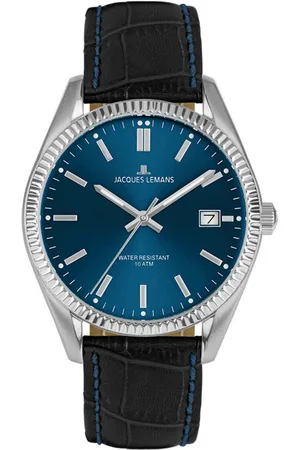 Jacques Lemans Kwartshorloge Polshorloge, dameshorloge, analoog, datum, leren armband