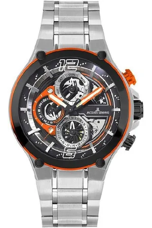 Jacques Lemans Chronograaf Manchester, 1-2150E Quartz horloge, armbanduhr, herenhorloge, roestvrijstalen band, tot 10 bar waterdicht.