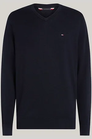 Tommy Hilfiger Trui V-halsblauw, Effen