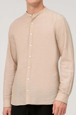 Olymp Level Five Garment Washed Linnen Overhemd , Effen