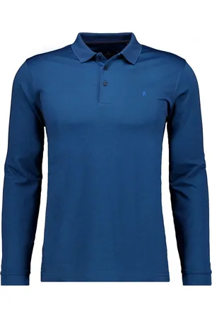 Ragman Soft Knit Poloshirt lange mouw , Effen