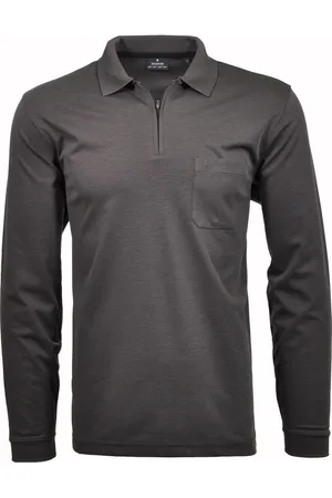 Ragman Poloshirt lange mouw , Effen