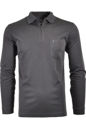 Ragman Poloshirt lange mouw , Effen