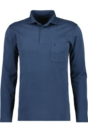 Ragman Soft Knit Poloshirt lange mouw , Effen