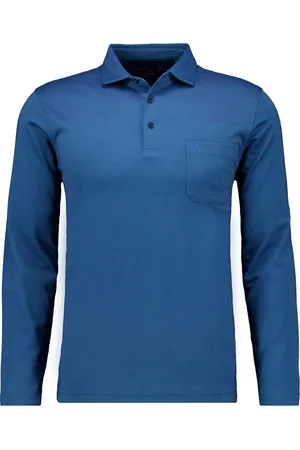 Ragman Soft Knit Poloshirt lange mouw , Effen