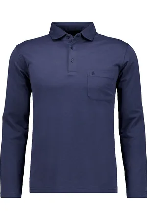 Ragman Soft Knit Poloshirt lange mouw , Effen