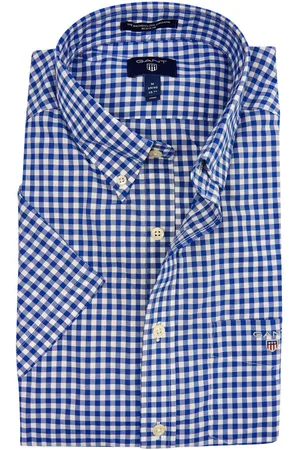 GANT Casual overhemd korte mouw normale fit geruit katoen