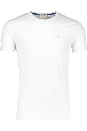 GANT T-shirt effen katoen ronde hals blauw logo