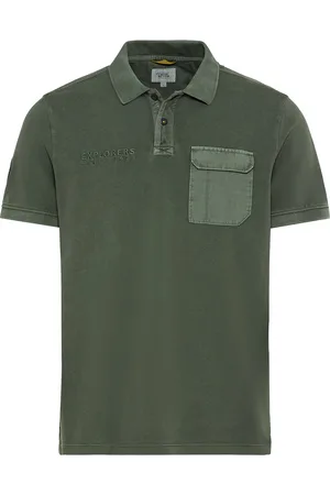 Camel Active Poloshirt 2-knoops donkergroen borstzak
