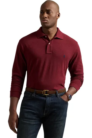 Ralph Lauren Katoenen polo lange mouw rood Big&Tall