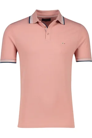 Portofino Polo normale fit lichtroze effen katoen zwart details Imola