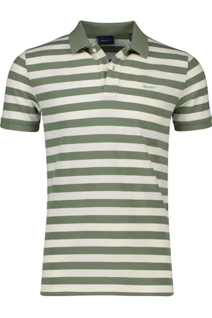 GANT Polo groene streep 2 knoops katoen normale fit