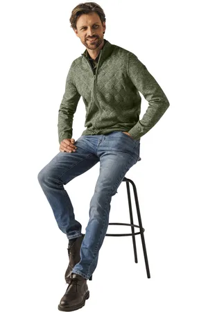 State of art Vest effen katoen, stretch rits wijde fit