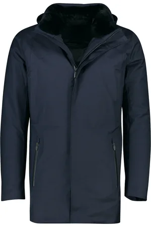 Ubr Winterjas effen rits + knoop normale fit wol afneembare capuchon