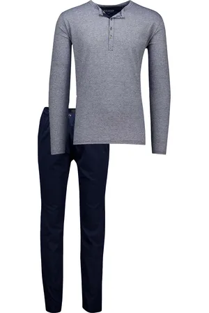Schiesser Pyjama set donkerblauw normale fit