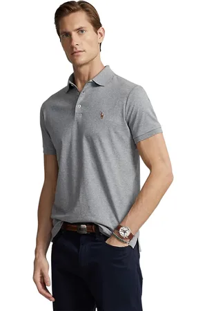 Ralph Lauren Custom slim fit 3-knoops polo gemêleerd katoen